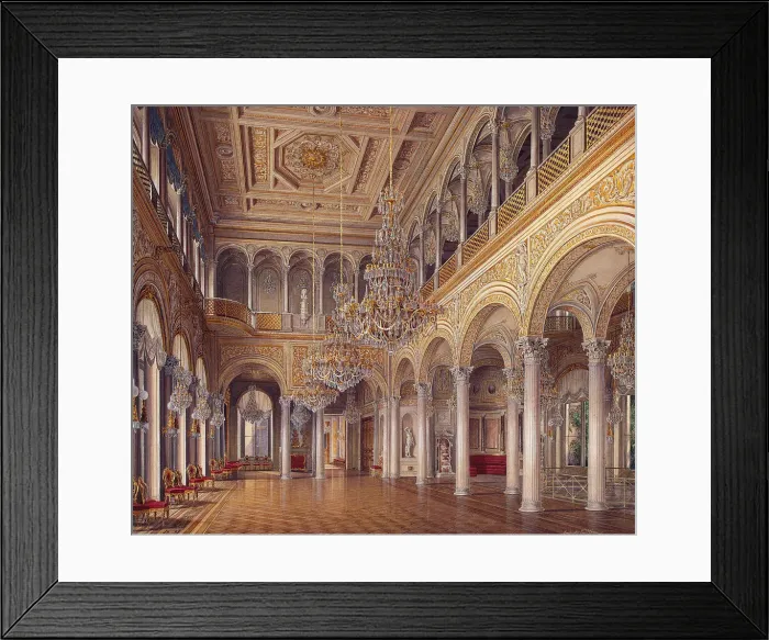 Framed Print : Interiors of the New Hermitage. The Pavilion Hall. Artist: Hau, Eduard (1807-1887) Framed Print : Interiors of the New Hermitage. The Pavilion Hall. Artist: Hau, Eduard (1807-1887)