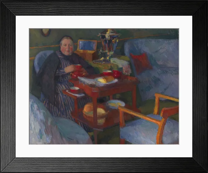Framed Print : Woman drinking tea. Artist: Braz, Osip Emmanuilovich (1872-1936) Framed Print : Woman drinking tea. Artist: Braz, Osip Emmanuilovich (1872-1936)