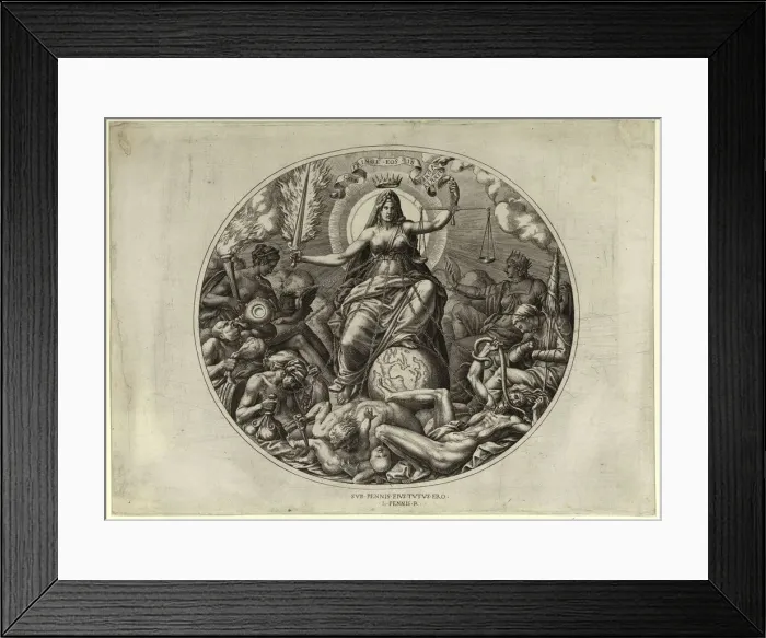 Framed Print : Justice, Mid of 16th century. Artist: Davent, Leon (active ca 1540-1560) Framed Print : Justice, Mid of 16th century. Artist: Davent, Leon (active ca 1540-1560)