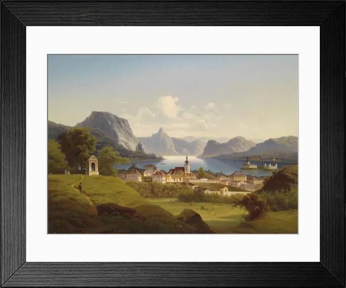 Framed Print : View of Gmunden with Schloss Ort in the Background, 1870. Artist: Jankowski, Johann Wilhelm (1825-1870) Framed Print : View of Gmunden with Schloss Ort in the Background, 1870. Artist: Jankowski, Johann Wilhelm (1825-1870)