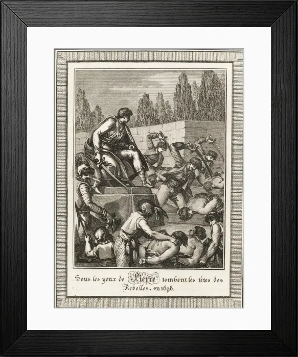 Framed Print : The execution of the Streltsy. From: Histoire de Russie by Blin de Sainmore, c. 1800. Artist: David, Francois-Anne (1741-1824) Framed Print : The execution of the Streltsy. From: Histoire de Russie by Blin de Sainmore, c. 1800. Artist: David, Francois-Anne (1741-1824)