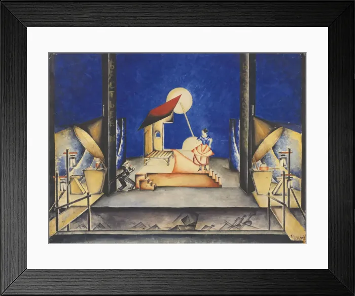 Framed Print : Stage design for the Opera Bastien und Bastienne by W. A. Mozart, 1925. Artist: Petrova-Troitskaya, Ekaterina (1900-1932) Framed Print : Stage design for the Opera Bastien und Bastienne by W. A. Mozart, 1925. Artist: Petrova-Troitskaya, Ekaterina (1900-1932)