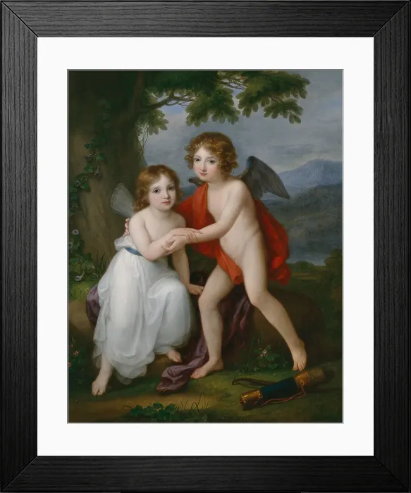 Framed Print : Portrait of the Plymouth siblings as Amor and Psyche, 1795. Artist: Kauffmann, Angelika (1741-1807) Framed Print : Portrait of the Plymouth siblings as Amor and Psyche, 1795. Artist: Kauffmann, Angelika (1741-1807)