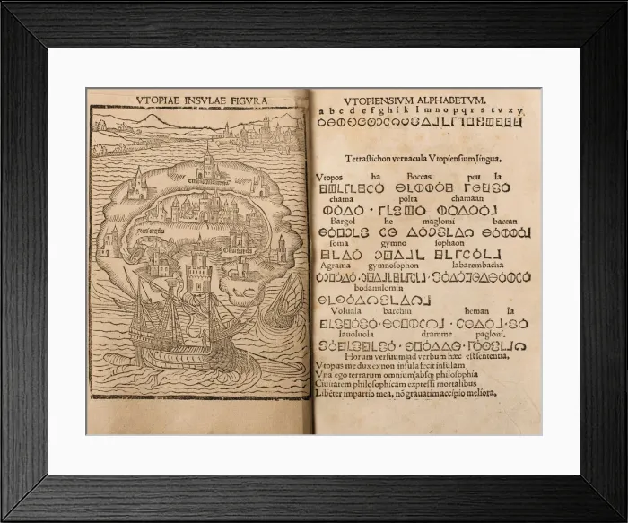 Framed Print : Utopia by Thomas More, 1516. Artist: Anonymous Framed Print : Utopia by Thomas More, 1516. Artist: Anonymous