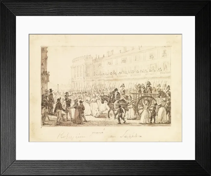 Framed Print : Robespierre and his accomplices being led to their execution, 1794. Artist: Demachy, Pierre-Antoine (1723-1807) Framed Print : Robespierre and his accomplices being led to their execution, 1794. Artist: Demachy, Pierre-Antoine (1723-1807)
