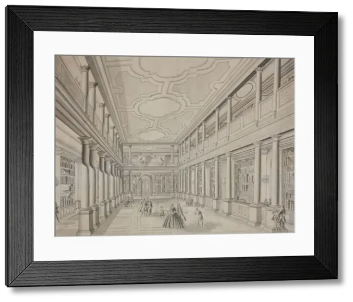 Framed Print : Library of the Academy of Sciences in the Kunstkammer, Early 19th century. Artist: Anonymous Framed Print : Library of the Academy of Sciences in the Kunstkammer, Early 19th century. Artist: Anonymous