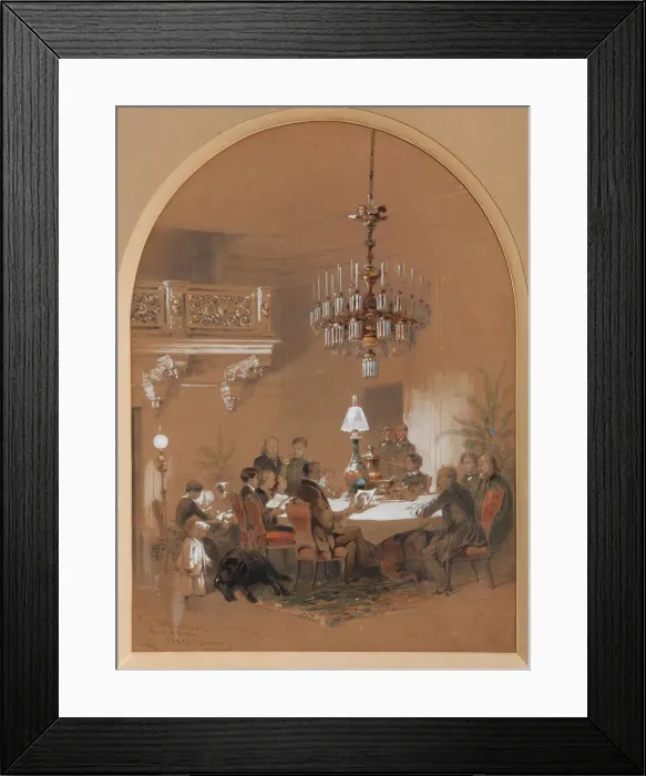 Framed Print : Vonlyarlyarsky Salon in Vonlyarovo, 1855. Artist: Mikeshin, Mikhail Osipovitsch (1835-1896) Framed Print : Vonlyarlyarsky Salon in Vonlyarovo, 1855. Artist: Mikeshin, Mikhail Osipovitsch (1835-1896)