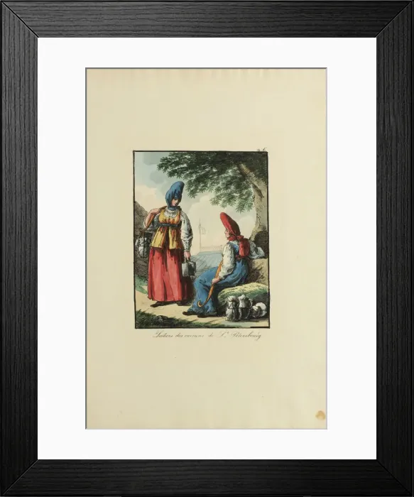 Framed Print : Dairywomen of Petersburg, 1817. Artist: Haubigant, Armand Gustave (1789-1862)