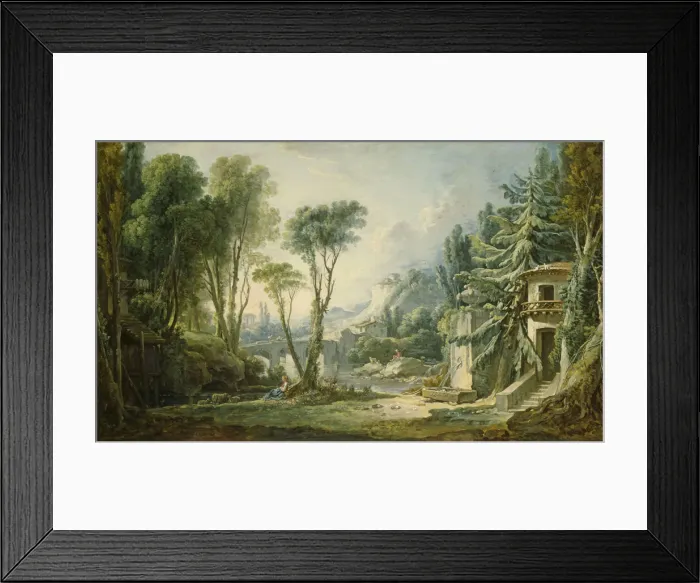 Framed Print : Pastoral River Landscape, 1741 Framed Print : Pastoral River Landscape, 1741