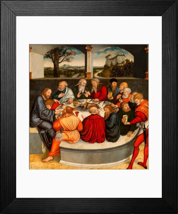 Framed Print : The Last Supper (with Luther amongst the Apostles), Reformation altarpiece, 1539-1543 Framed Print : The Last Supper (with Luther amongst the Apostles), Reformation altarpiece, 1539-1543