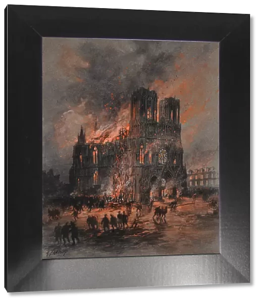 The burning Reims Cathedral, 1914-1915