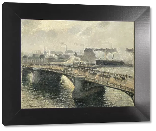 Pont Boieldieu in Rouen, sunset, misty weather, 1896