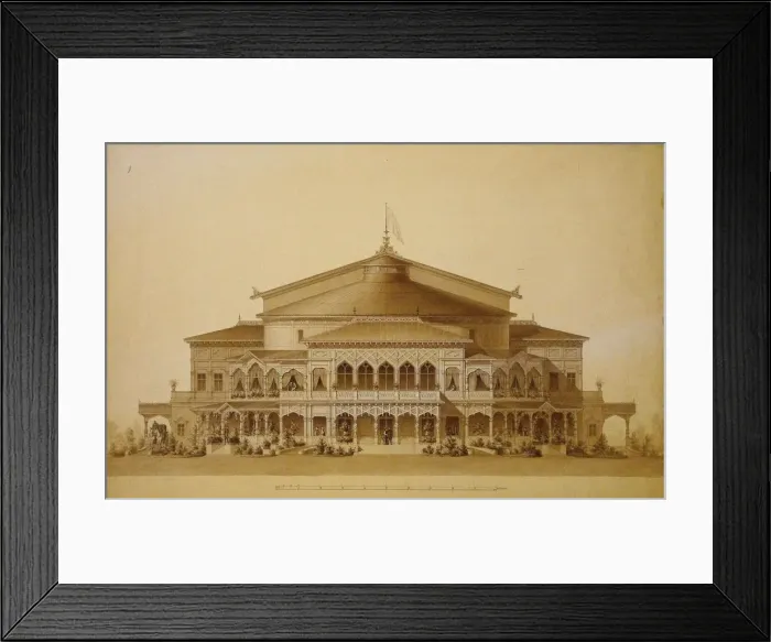 Framed Print : Project of the wooden summer theatre in Pavlovsk, Main facade, 1876 Framed Print : Project of the wooden summer theatre in Pavlovsk, Main facade, 1876