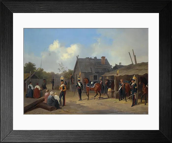 Framed Print : Soldiers bivouacking in a village, 1843 Framed Print : Soldiers bivouacking in a village, 1843