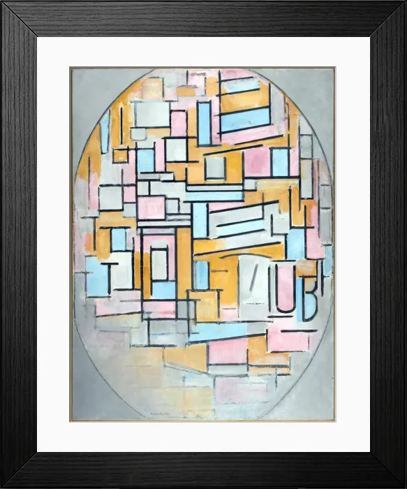 Framed Print : Composition in oval with color planes 2, 1914