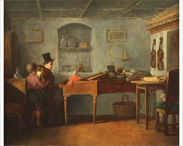 The schoolmaster with the boys singing flat at the piano, 1840