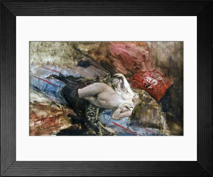 Framed Print : Nude with black stockings, 1884
