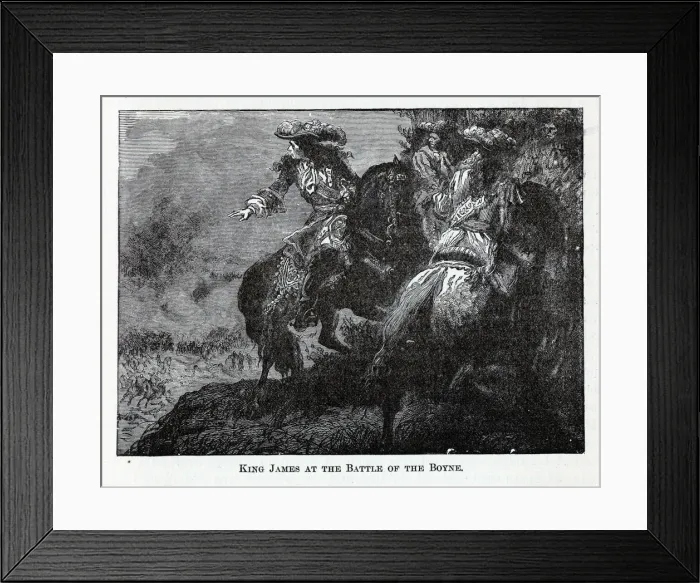 Framed Print : King James at the Battle of the Boyne, 1882. Artist: Anonymous Framed Print : King James at the Battle of the Boyne, 1882. Artist: Anonymous