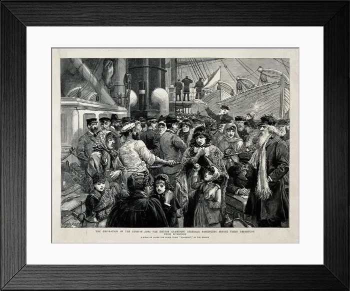 Framed Print : The Russian Jews examined by a doctor before the Emigration from Liverpool, 1891. Artist: Staniland, Charles Joseph (1838-1916) Framed Print : The Russian Jews examined by a doctor before the Emigration from Liverpool, 1891. Artist: Staniland, Charles Joseph (1838-1916)
