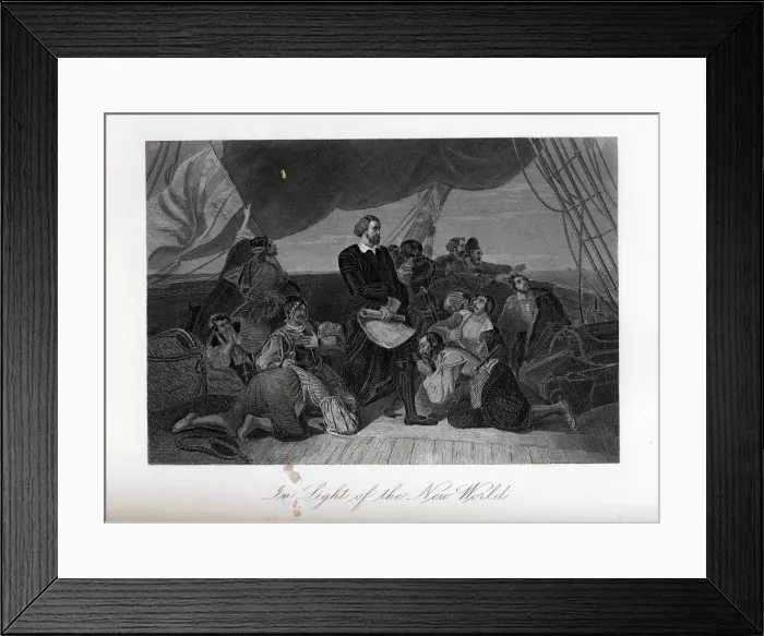 Framed Print : In Sight of the New World, 1882. Artist: McRae, John (1859-1921) Framed Print : In Sight of the New World, 1882. Artist: McRae, John (1859-1921)