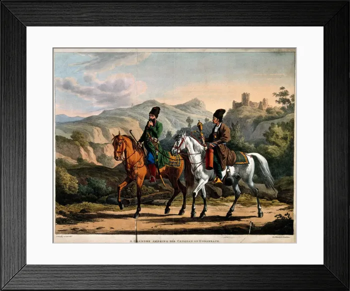 Framed Print : Persian smoking a hookah on horseback, ca 1820. Artist: Orlowski (Orlovsky), Alexander Osipovich (1777-1832) Framed Print : Persian smoking a hookah on horseback, ca 1820. Artist: Orlowski (Orlovsky), Alexander Osipovich (1777-1832)