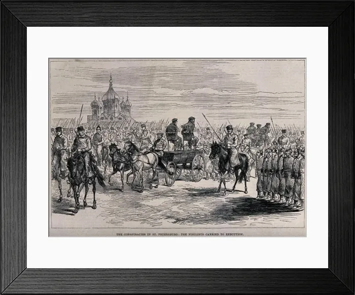 Framed Print : The Nihilists carried to Execution in St. Petersburg, ca 1881. Artist: Anonymous Framed Print : The Nihilists carried to Execution in St. Petersburg, ca 1881. Artist: Anonymous