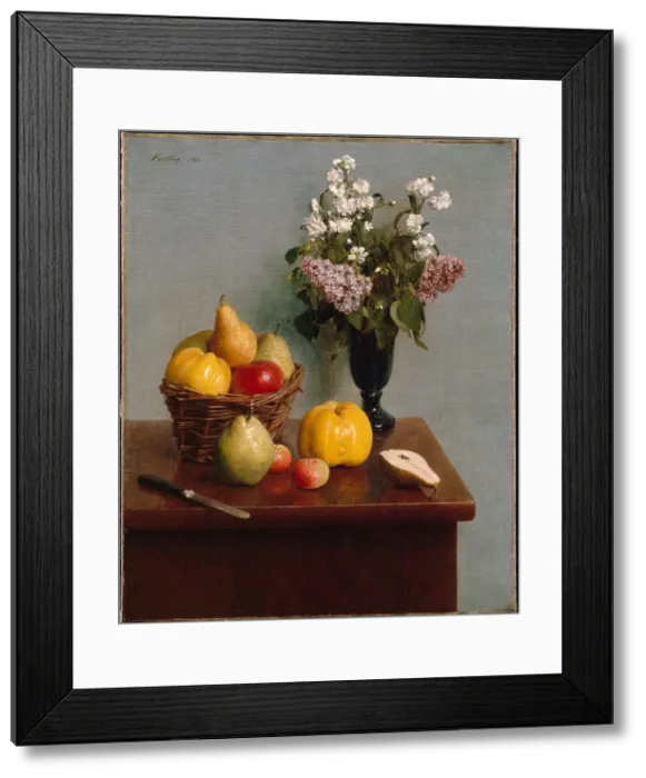 Framed Print : Still Life with Flowers and Fruit, 1866 Framed Print : Still Life with Flowers and Fruit, 1866