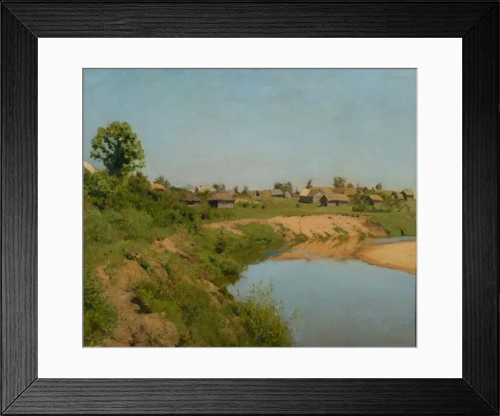 Framed Print : Village on the banks of the river, 1890s Framed Print : Village on the banks of the river, 1890s