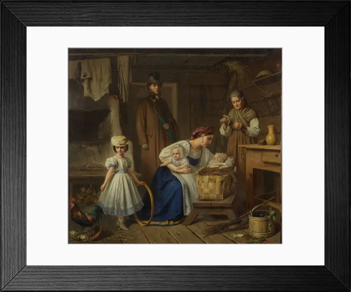 Framed Print : Wet nurse visited her sick child, 1860s Framed Print : Wet nurse visited her sick child, 1860s