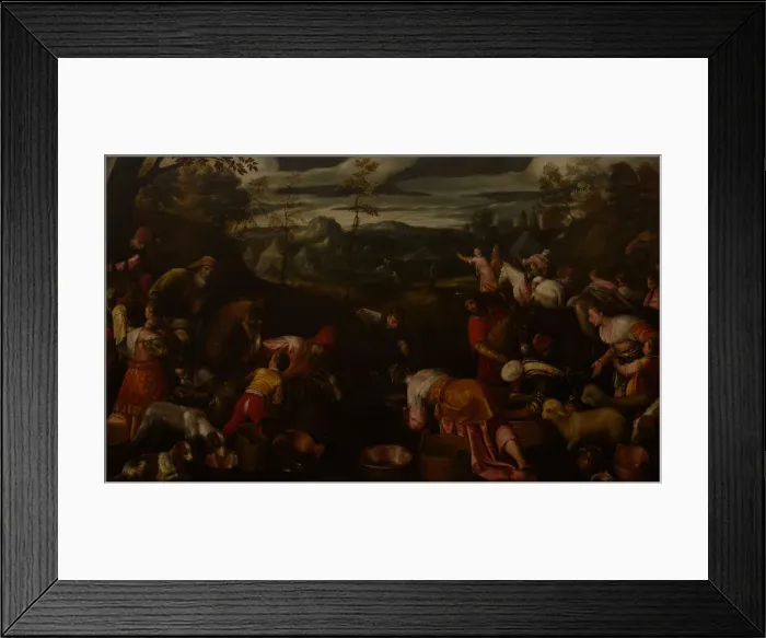 Framed Print : Moses Striking Water from the Rock, 16th century Framed Print : Moses Striking Water from the Rock, 16th century