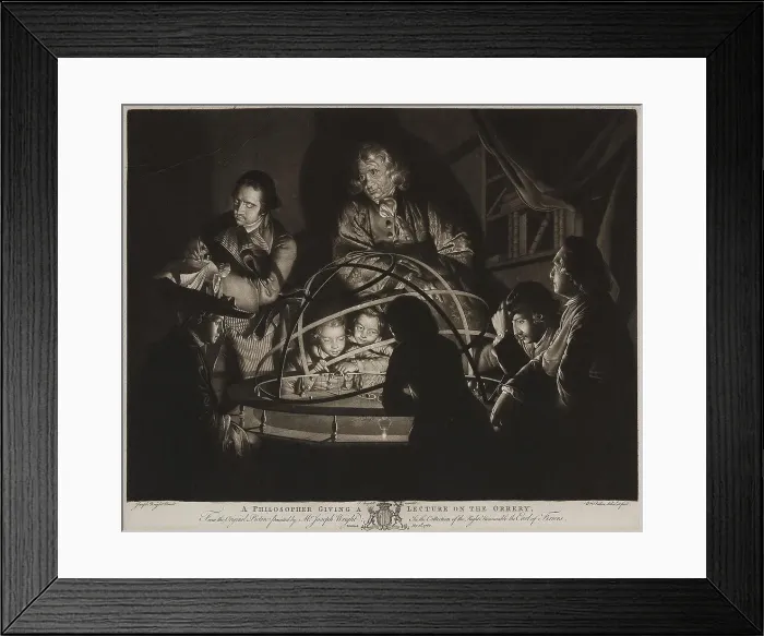 Framed Print : A Philosopher giving a Lecture on the Orrery in which a lamp is put in place of the Sun Framed Print : A Philosopher giving a Lecture on the Orrery in which a lamp is put in place of the Sun