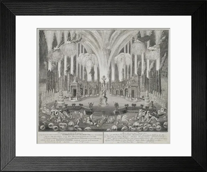 Framed Print : Fireworks on the Occasion of the Wedding of Grand Duke Pyotr Fyodorovitch and Grand Duchess Catherin Framed Print : Fireworks on the Occasion of the Wedding of Grand Duke Pyotr Fyodorovitch and Grand Duchess Catherin