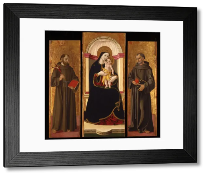 Framed Print : Triptych: Virgin and child with Saints Francis and Anthony Abbot Framed Print : Triptych: Virgin and child with Saints Francis and Anthony Abbot