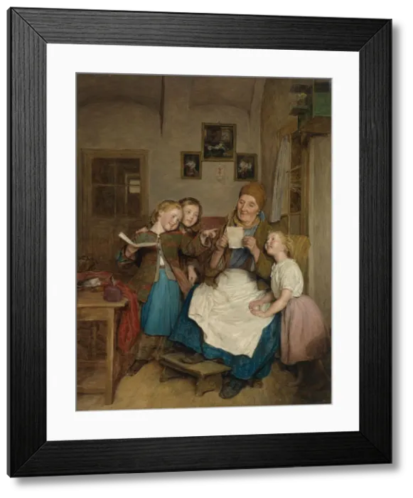 Framed Print : Grandmother with three grandchildren Framed Print : Grandmother with three grandchildren