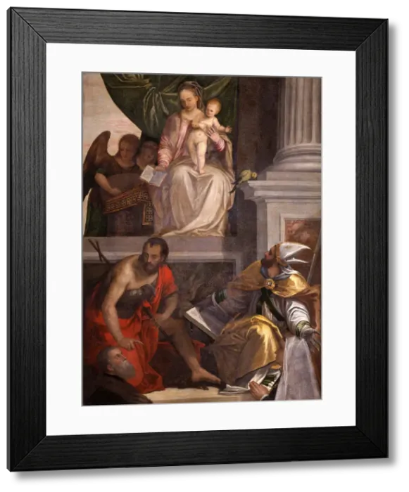 Framed Print : Madonna Enthroned with Child, St John the Baptist, St Louis of Toulouse and Donors Framed Print : Madonna Enthroned with Child, St John the Baptist, St Louis of Toulouse and Donors