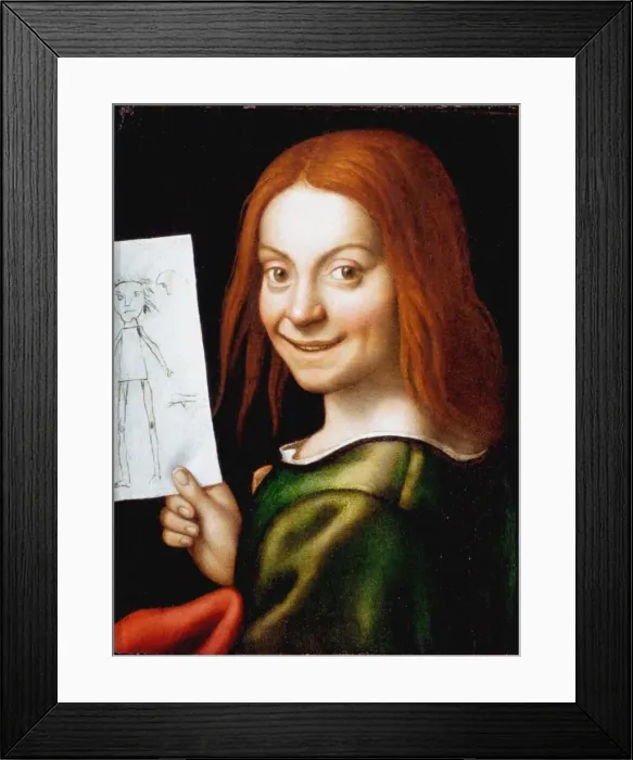 Framed Print : Portrait of a Child with a Drawing