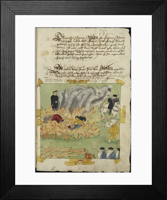 Framed Print : The Burning of three witches in Baden on November 4, 1585 Framed Print : The Burning of three witches in Baden on November 4, 1585