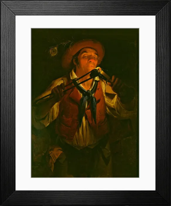 Framed Print : Farmer Lighting a Candle with a Burning Stick Framed Print : Farmer Lighting a Candle with a Burning Stick