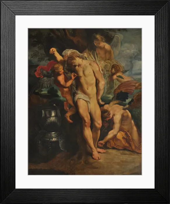 Framed Print : Saint Sebastian Tended by Angels Framed Print : Saint Sebastian Tended by Angels
