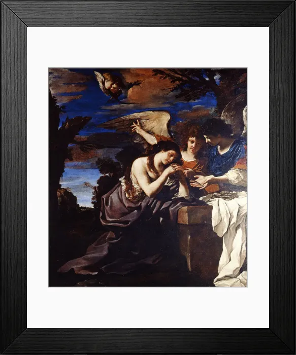 Framed Print : The Penitent Mary Magdalene with Two Angels Framed Print : The Penitent Mary Magdalene with Two Angels
