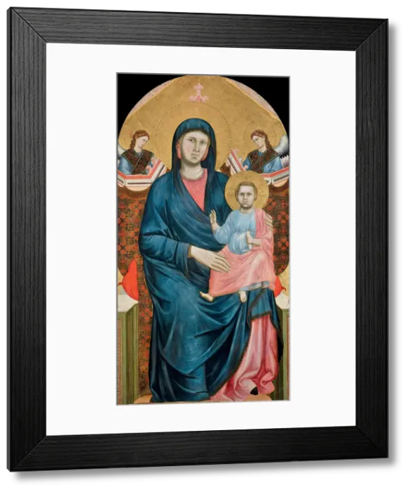 Framed Print : Madonna and Child Enthroned with Two Angels Framed Print : Madonna and Child Enthroned with Two Angels