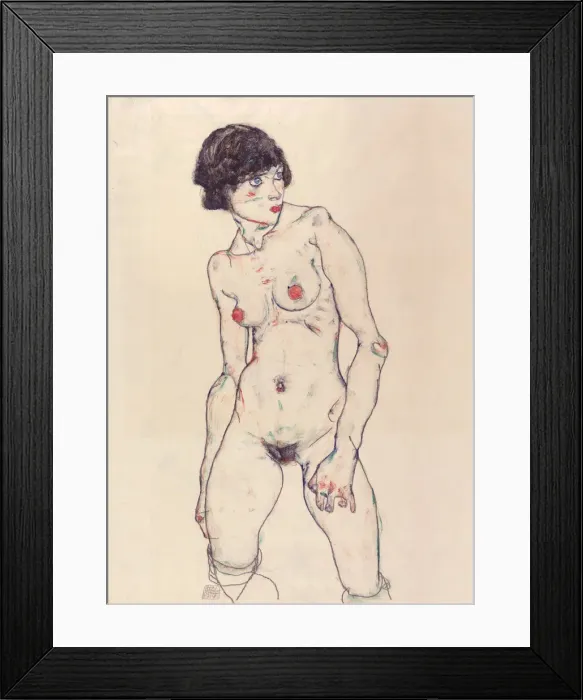 Framed Print : Standing Nude with Stockings Framed Print : Standing Nude with Stockings