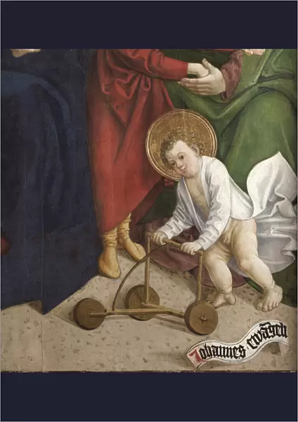 The Holy Kinship. Detail: The infant John the Baptist with a baby walker, 1510
