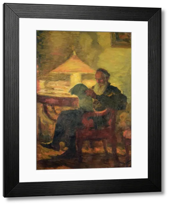 Framed Print : Leo Tolstoy reading Framed Print : Leo Tolstoy reading