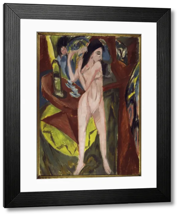Framed Print : Nude from the Back with Mirror and Man Framed Print : Nude from the Back with Mirror and Man
