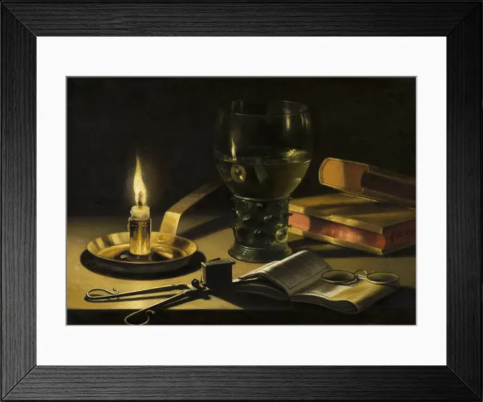 Framed Print : Still Life with a Lighted Candle Framed Print : Still Life with a Lighted Candle