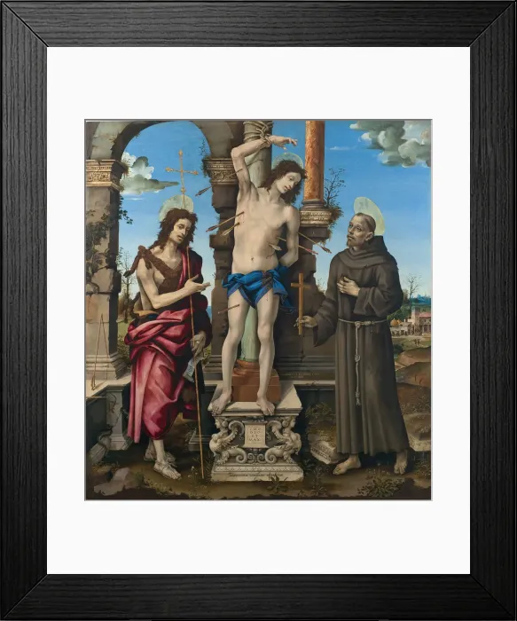 Framed Print : The Saints Sebastian, John the Baptist and Francis of Assisi Framed Print : The Saints Sebastian, John the Baptist and Francis of Assisi