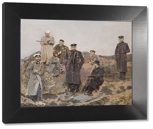 Group portrait of Savva Mamontov, Sergei Witte with the railway engineers