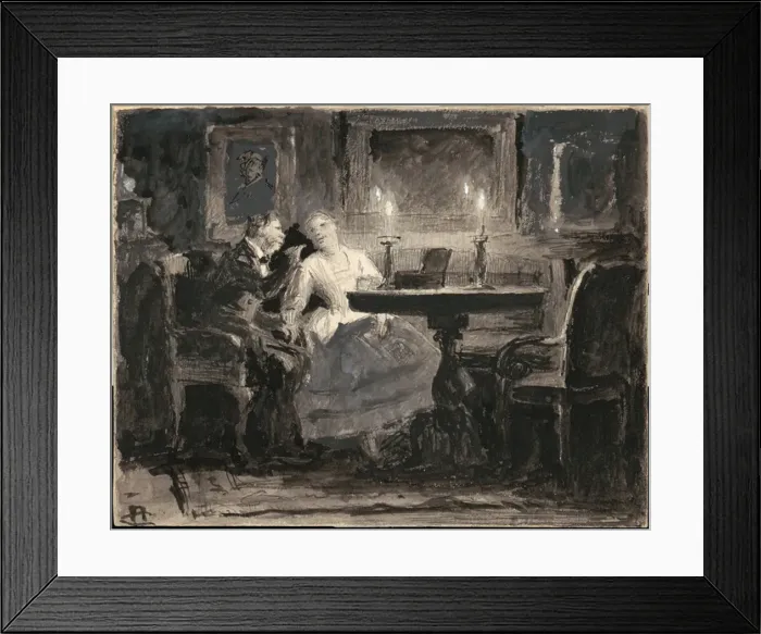 Framed Print : Manilovs. Illustration for the poem The Dead Souls by N. Gogol Framed Print : Manilovs. Illustration for the poem The Dead Souls by N. Gogol