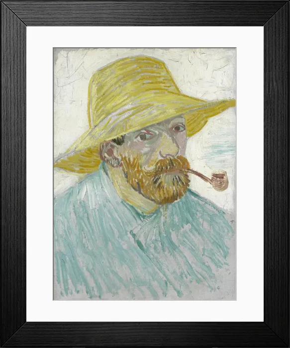 Framed Print : Self-Portrait with Straw Hat and Pipe Framed Print : Self-Portrait with Straw Hat and Pipe